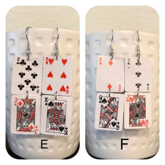 Mini poker earrings, playing cards earrings - Picture 4 of 8